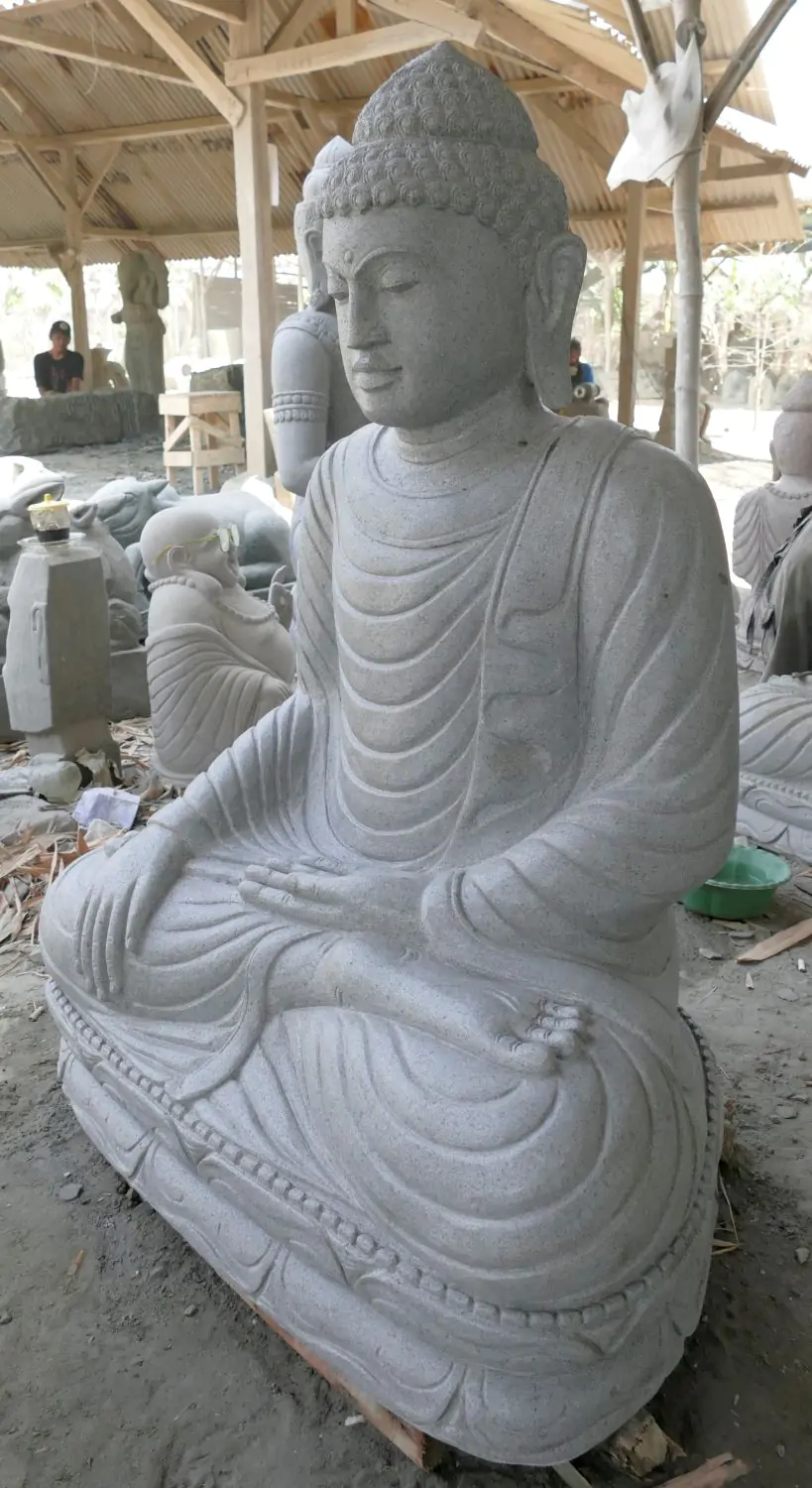  Product image 8 of the product “Seated Buddha made of Riverstone in Bhumisparsha - gesture of touching the earth. 117 cm height. ”